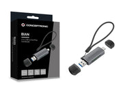 Conceptronic BIAN05G kortläsare USB 3.2 Gen 1 (3.1 Gen 1) Type-A/Type-C Grå