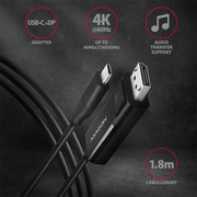 Axagon RVC-DPC videokabeladapter 1,8 m USB Type-C DisplayPort Svart