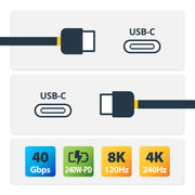 StarTech.com 50C-40G-USB4-CABLE USB-kablar USB4 Gen 3x2 0,5 m USB C 40 Gbit/s 240 W