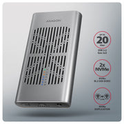 Axagon EEM2-20GD Dockningsstation för lagringsenhet USB 3.2 Gen 2 (3.1 Gen 2) Type-C