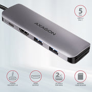 Axagon HMC-5 dockningsstationer för bärbara datorer Kabel USB 3.2 Gen 1 (3.1 Gen 1)