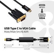 CLUB3D cac-1512 5 m USB Type-C VGA (D-Sub) Svart