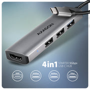 Axagon HMC-H3A dockningsstationer för bärbara datorer Kabel USB 3.2 Gen 1 (3.1 Gen