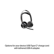 HP Poly Voyager Focus 2-M USB-C-C Headset USB-C/A Adapter Charging Stand