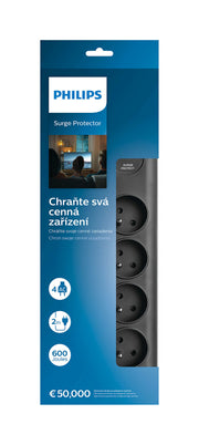 Philips SPN7080BA/60 överspänningsskydd Svart 8 AC-utgångar 2 m