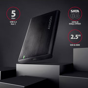 Axagon EE25-A6C Hölje för lagringsenheter HDD- / SSD kabinett Svart 2.5"