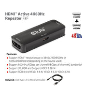 CLUB3D HDMI Active 4K60Hz Repeater F/F