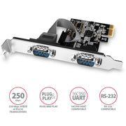 Axagon PCEA-S2N nätverkskort/adapters Intern RS-232