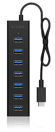 ICY BOX IB-HUB1700-C3 USB 3.2 Gen 1 (3.1 Gen 1) Type-C 5000 Mbit/s Svart