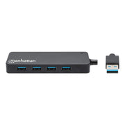 Manhattan 164900 gränssnittshubbar USB 3.2 Gen 1 (3.1 Gen 1) Type-A 5000 Mbit/s Svart