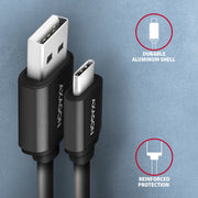 Axagon BUCM-AM10TB USB-kablar USB 2.0 0,6 m USB C USB A 0,48 Gbit/s Svart