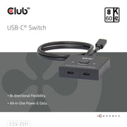 CLUB3D CSV-2511 bilddelare USB Type-C 2x DisplayPort