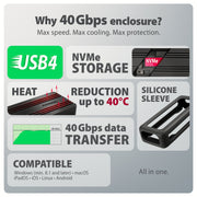 Axagon EEM2-40G Hölje för lagringsenheter SSD-inkapsling Svart M.2