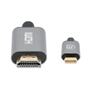 Manhattan 153607 videokabeladapter 2 m HDMI Typ A (standard) USB Type-C Svart