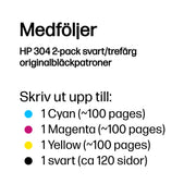 HP 304 2-pack svart/trefärg originalbläckpatroner
