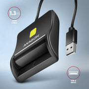 Axagon CRE-SM3N USB Smart card Flat läsare smarta kort inomhus USB 2.0 Svart