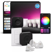 Philips Hue White och Color Ambiance Startpaket: 3 st GU10 ljuskällor + Dimmer