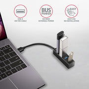 Axagon HUE-M1A gränssnittshubbar USB 3.2 Gen 1 (3.1 Gen 1) Type-A 5000 Mbit/s Svart