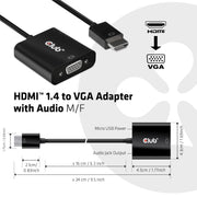 CLUB3D CAC-1302 videokabeladapter 0,5 m HDMI Typ A (standard) VGA (D-Sub) Svart