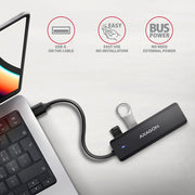 Axagon HUE-C1A gränssnittshubbar USB 3.2 Gen 1 (3.1 Gen 1) Type-A 5000 Mbit/s Svart