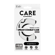 PanzerGlass CARE by Urban Combat Case Transparent w. Black Frame & MagSafe iPhone 16
