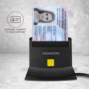 Axagon CRE-SM2 läsare smarta kort inomhus USB 2.0 Svart