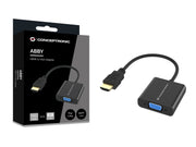 Conceptronic ABBY20B videokabeladapter 0,25 m HDMI Typ A (standard) VGA (D-Sub) Svart