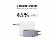 Ugreen Nexode Pro EU 3-Port GaN PD Fast Charger With USB-C Cable Universal Svart