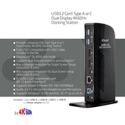 CLUB3D USB3.2 Gen1 Type A or C Dual Display 4K60Hz Docking Station