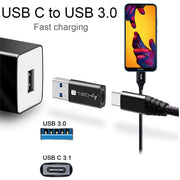 Techly IADAP USB3-AFT kabelomvandlare (hane/hona) USB A USB C Svart