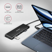 Axagon HUE-F7A 7x USB 3.2 Gen 1 ALU FLAT hub micro power IN 1m USB-A USB 3.2 Gen 1