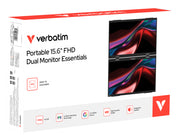 Verbatim Portable 15.6" FHD Dual Monitor Essentials Bärbara monitor Svart