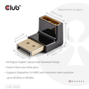 CLUB3D CAC-1008 kabelomvandlare (hane/hona) DisplayPort Svart