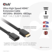 CLUB3D CAC-1322 HDMI-kabel 1 m HDMI Typ A (standard) Svart