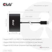 CLUB3D CSV-7400 bilddelare DisplayPort 4x DisplayPort