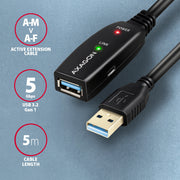 Axagon ADR-305 USB 3.2 Gen 1 A-M -> A-F active extension/repeater cable 5m