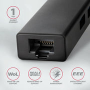 Axagon HMC-GL3A USB-C-Hub 3x USB-A Gbit-LAN schwarz Kabel USB 3.2 Gen 1 (3.1 Gen 1)