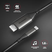 Axagon RVC-HI2MC videokabeladapter 1,8 m USB Type-C HDMI Svart