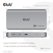 CLUB3D CSV-2563 dockningsstationer för bärbara datorer Thunderbolt 5 Silver