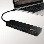LogiLink UA0311 gränssnittshubbar USB 3.2 Gen 1 (3.1 Gen 1) Type-C 5000 Mbit/s Svart