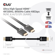 CLUB3D CAC-1374 HDMI-kabel 4 m HDMI Typ A (standard) Svart