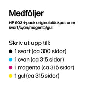 HP 903 4-pack originalbläckpatroner svart/cyan/magenta/gul