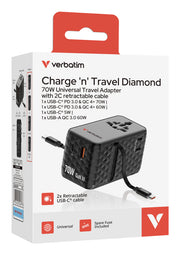 Verbatim Charge 'n' Travel 70W Universal Svart AC Snabb laddning inomhus