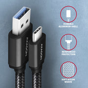 Axagon BUCM3-AM15AB USB-kablar USB 3.2 Gen 1 (3.1 Gen 1) 1,5 m USB C USB A 5 Gbit/s