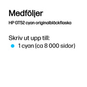 HP GT52 cyan originalbläckflaska