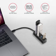 Axagon HUE-M1C gränssnittshubbar USB 3.2 Gen 1 (3.1 Gen 1) Type-C 5000 Mbit/s Svart