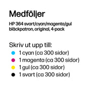 HP 364 svart/cyan/magenta/gul bläckpatron