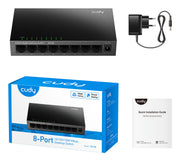 Cudy GS108 nätverksswitchar Ohanterad Gigabit Ethernet (10/100/1000) Svart