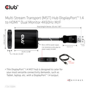 CLUB3D CSV-7200H bilddelare DisplayPort 2x HDMI