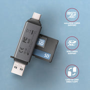 Axagon CRE-DAC USB-C+ USB-A 5 Gbps MINI card reader 2-slot & lun SD/microSD